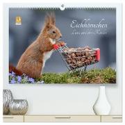 Eichhörnchen Luna und ihre Kinder (hochwertiger Premium Wandkalender 2024 DIN A2 quer), Kunstdruck in Hochglanz