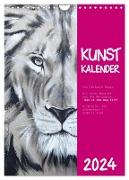Kunstkalender Dickhäuter und Großkatzen - Auge in Auge (Wandkalender 2024 DIN A4 hoch), CALVENDO Monatskalender
