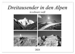 Dreitausender in den Alpen (Wandkalender 2024 DIN A2 quer), CALVENDO Monatskalender
