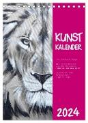 Kunstkalender Dickhäuter und Großkatzen - Auge in Auge (Tischkalender 2024 DIN A5 hoch), CALVENDO Monatskalender