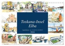 Toskana-Insel Elba - Aquarellskizzen (Wandkalender 2024 DIN A4 quer), CALVENDO Monatskalender