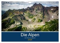Die Alpen vom Himmel aus gesehen (Wandkalender 2024 DIN A4 quer), CALVENDO Monatskalender