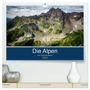 Die Alpen vom Himmel aus gesehen (hochwertiger Premium Wandkalender 2024 DIN A2 quer), Kunstdruck in Hochglanz