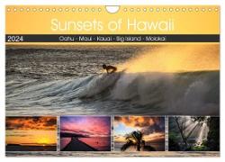 Sunsets of Hawaii (Wandkalender 2024 DIN A4 quer), CALVENDO Monatskalender