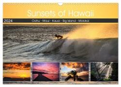 Sunsets of Hawaii (Wandkalender 2024 DIN A3 quer), CALVENDO Monatskalender