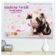 Niedliche Ferkel lovely piglets 2024 (hochwertiger Premium Wandkalender 2024 DIN A2 quer), Kunstdruck in Hochglanz