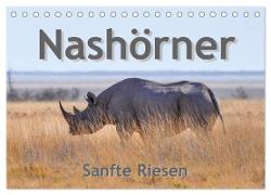 Nashörner - Sanfte Riesen (Tischkalender 2024 DIN A5 quer), CALVENDO Monatskalender