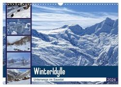 WinterIdylle Unterwegs im Saastal (Wandkalender 2024 DIN A3 quer), CALVENDO Monatskalender