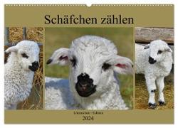 Schäfchen zählen - Lämmchen-Edition (Wandkalender 2024 DIN A2 quer), CALVENDO Monatskalender