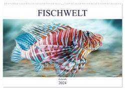 Fischwelt - Artwork (Wandkalender 2024 DIN A2 quer), CALVENDO Monatskalender