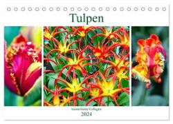 Tulpen - kunterbunte Collagen (Tischkalender 2024 DIN A5 quer), CALVENDO Monatskalender