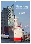 Hamburg - Impressionen einer Stadt (Wandkalender 2024 DIN A2 hoch), CALVENDO Monatskalender