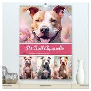 Pit Bull Aquarelle. Illustrationen von tollen Hunden (hochwertiger Premium Wandkalender 2024 DIN A2 hoch), Kunstdruck in Hochglanz