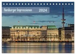 Hamburger Impressionen 2024 (Tischkalender 2024 DIN A5 quer), CALVENDO Monatskalender