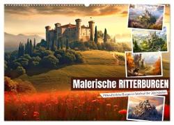 Malerische Ritterburgen (Wandkalender 2024 DIN A2 quer), CALVENDO Monatskalender