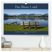 Das Blaue Land - Himmel, Seen und Berge im bayerischen Voralpenland (hochwertiger Premium Wandkalender 2024 DIN A2 quer), Kunstdruck in Hochglanz