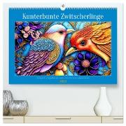 Kunterbunte Zwitscherlinge (hochwertiger Premium Wandkalender 2024 DIN A2 quer), Kunstdruck in Hochglanz