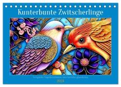 Kunterbunte Zwitscherlinge (Tischkalender 2024 DIN A5 quer), CALVENDO Monatskalender