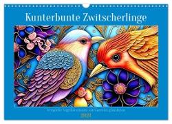 Kunterbunte Zwitscherlinge (Wandkalender 2024 DIN A3 quer), CALVENDO Monatskalender