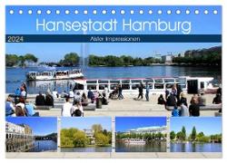 Hansestadt Hamburg - Alster Impressionen (Tischkalender 2024 DIN A5 quer), CALVENDO Monatskalender