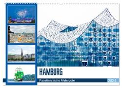 Hamburg - facettenreiche Metropole (Wandkalender 2024 DIN A2 quer), CALVENDO Monatskalender