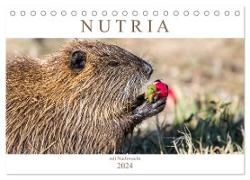 NUTRIA mit Nachwuchs (Tischkalender 2024 DIN A5 quer), CALVENDO Monatskalender