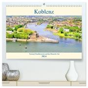 Koblenz - Festung Ehrenbreitstein und das Deutsche Eck (hochwertiger Premium Wandkalender 2024 DIN A2 quer), Kunstdruck in Hochglanz