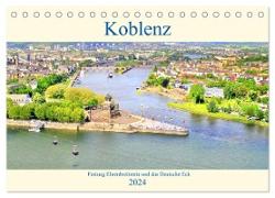 Koblenz - Festung Ehrenbreitstein und das Deutsche Eck (Tischkalender 2024 DIN A5 quer), CALVENDO Monatskalender