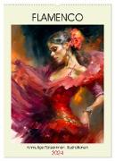 Flamenco. Anmutige Tänzerinnen. Illustrationen (Wandkalender 2024 DIN A2 hoch), CALVENDO Monatskalender