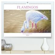 Flamingos - imposante Schönheiten (hochwertiger Premium Wandkalender 2024 DIN A2 quer), Kunstdruck in Hochglanz