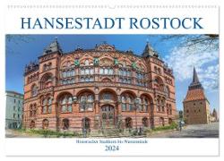 Hansestadt Rostock Historischer Stadtkern bis Warnemünde (Wandkalender 2024 DIN A2 quer), CALVENDO Monatskalender