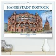 Hansestadt Rostock Historischer Stadtkern bis Warnemünde (hochwertiger Premium Wandkalender 2024 DIN A2 quer), Kunstdruck in Hochglanz