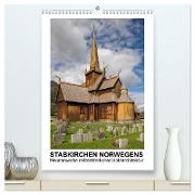 Stabkirchen Norwegens - Meisterwerke mittelalterlicher Holzarchitektur (hochwertiger Premium Wandkalender 2024 DIN A2 hoch), Kunstdruck in Hochglanz