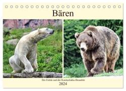 Bären - Der Eisbär und der Kamtschatka-Braunbär (Tischkalender 2024 DIN A5 quer), CALVENDO Monatskalender