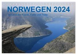 Norwegen 2024 - Im Land der Fjorde, Fjelle und Trolle (Tischkalender 2024 DIN A5 quer), CALVENDO Monatskalender
