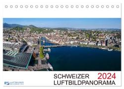 Schweizer Luftbildpanorama 2024 (Tischkalender 2024 DIN A5 quer), CALVENDO Monatskalender