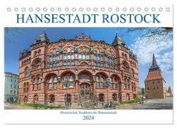 Hansestadt Rostock Historischer Stadtkern bis Warnemünde (Tischkalender 2024 DIN A5 quer), CALVENDO Monatskalender