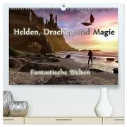 Helden, Drachen und Magie (hochwertiger Premium Wandkalender 2024 DIN A2 quer), Kunstdruck in Hochglanz