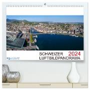 Schweizer Luftbildpanorama 2024 (hochwertiger Premium Wandkalender 2024 DIN A2 quer), Kunstdruck in Hochglanz