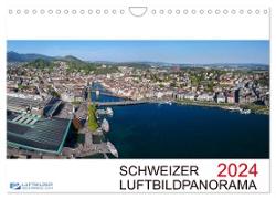 Schweizer Luftbildpanorama 2024 (Wandkalender 2024 DIN A4 quer), CALVENDO Monatskalender