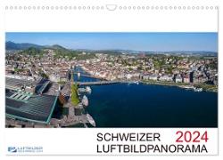 Schweizer Luftbildpanorama 2024 (Wandkalender 2024 DIN A3 quer), CALVENDO Monatskalender