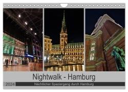 Nightwalk - Hamburg (Wandkalender 2024 DIN A4 quer), CALVENDO Monatskalender