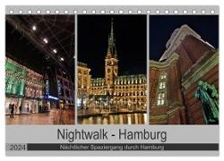Nightwalk - Hamburg (Tischkalender 2024 DIN A5 quer), CALVENDO Monatskalender