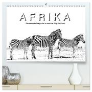 AFRIKA - Schwarz-weiss Fotografien im modernen "High Key" Look (hochwertiger Premium Wandkalender 2024 DIN A2 quer), Kunstdruck in Hochglanz