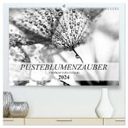 Pusteblumenzauber in schwarzweiß (hochwertiger Premium Wandkalender 2024 DIN A2 quer), Kunstdruck in Hochglanz