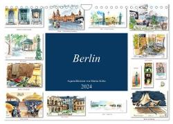 Berlin-Skizzen (Wandkalender 2024 DIN A4 quer), CALVENDO Monatskalender
