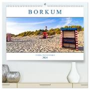 Borkum Inselpanorama (hochwertiger Premium Wandkalender 2024 DIN A2 quer), Kunstdruck in Hochglanz
