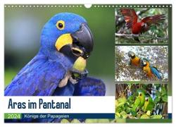 Aras im Pantanal (Wandkalender 2024 DIN A3 quer), CALVENDO Monatskalender