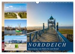 Norddeich Spaziergang vom Hafen bis zum Strand (Wandkalender 2024 DIN A3 quer), CALVENDO Monatskalender