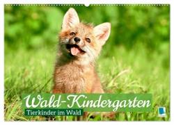 Wald-Kindergarten: Tierkinder im Wald (Wandkalender 2024 DIN A2 quer), CALVENDO Monatskalender